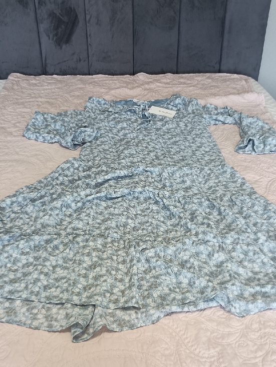 By The River Dresses & Skirts - By The River Light Blue Floral Ruffle Tiered Dress